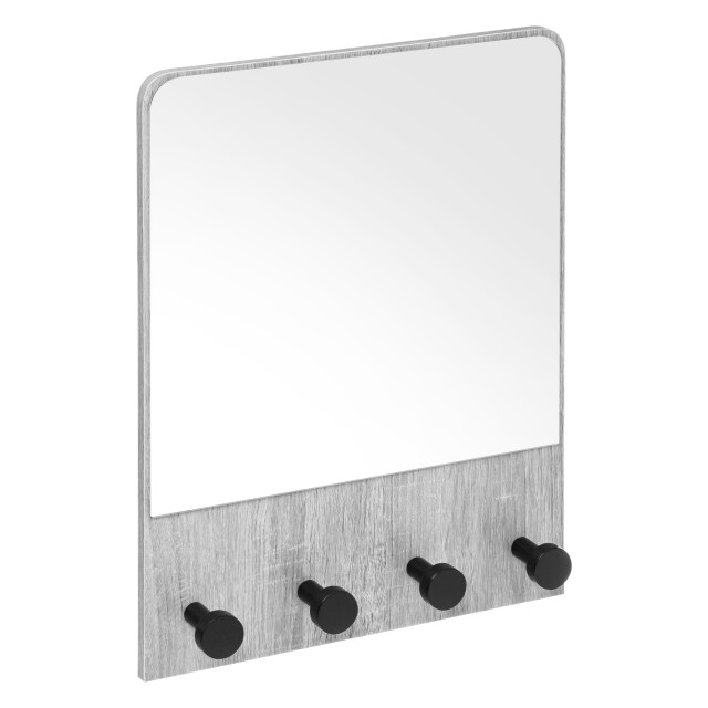 4goodz Kapstok met spiegel met 4 haken 37x6x50 cm kleur eiken 3178562 large