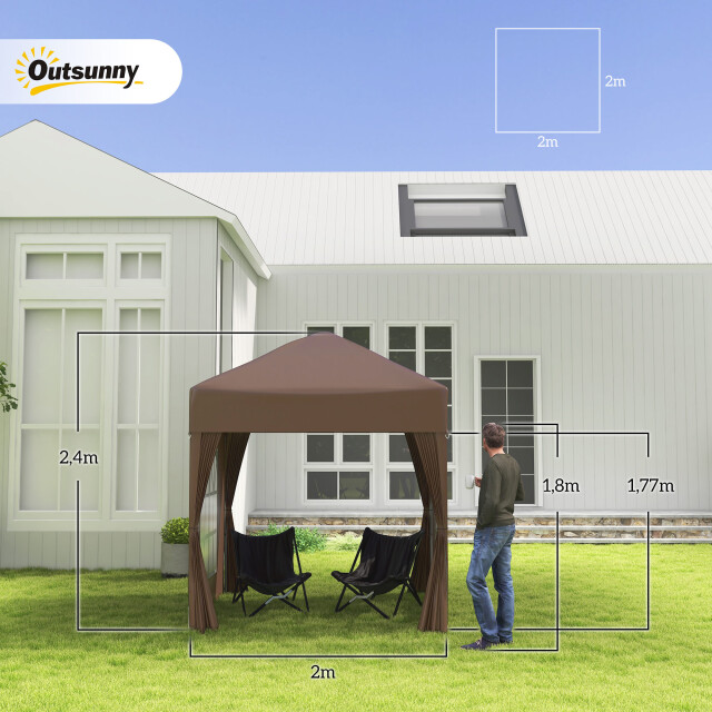 4goodz Outsunny partytent 2x2 m opvouwbaar met 4 zijwanden - 3181599 large
