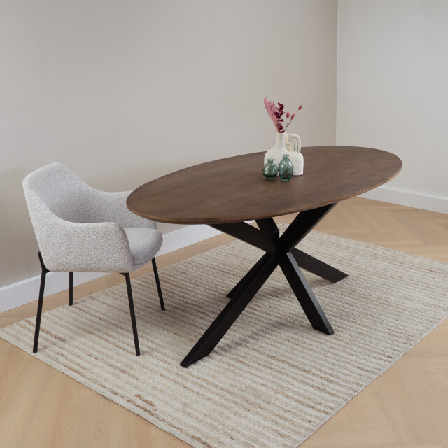 QUVIO Eettafel sofia– ovaal – 180x90 cm – kruispoot – 3181644 large