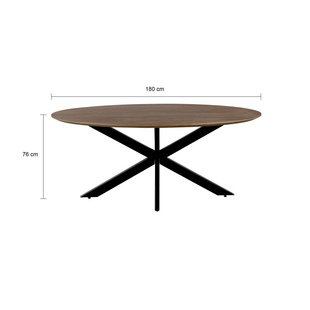QUVIO Eettafel sofia– ovaal – 180x90 cm – kruispoot – 3181644 large