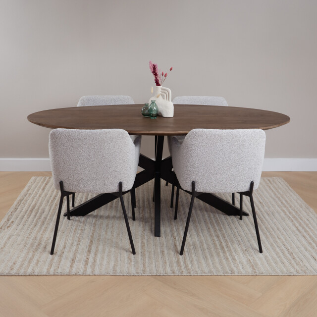 QUVIO Eettafel sofia– ovaal – 180x90 cm – kruispoot – 3181644 large