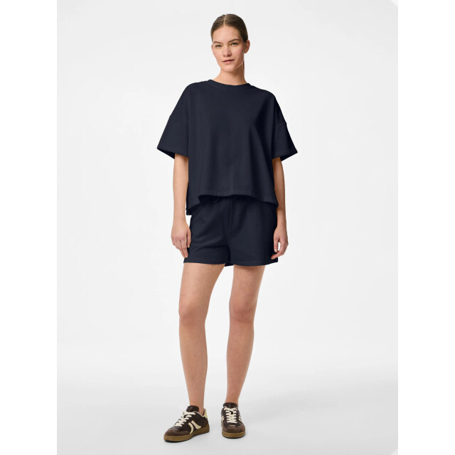 Pieces Dames t-shirt pcchilli sweatshirt ronde hals effen donker 17118870-Blauw large