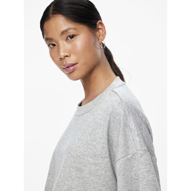 Pieces Dames t-shirt pcchilli sweatshirt ronde hals effen 17118870-Grijs large