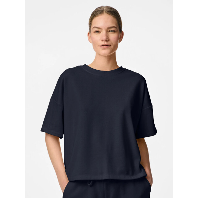 Pieces Dames t-shirt pcchilli sweatshirt ronde hals effen donker 17118870-Blauw large