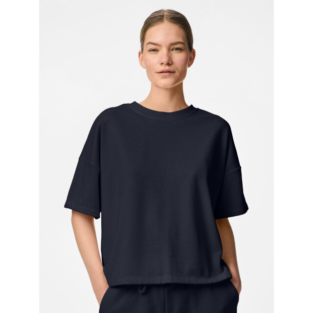 Pieces Dames t-shirt pcchilli sweatshirt ronde hals effen donker 17118870-Blauw large