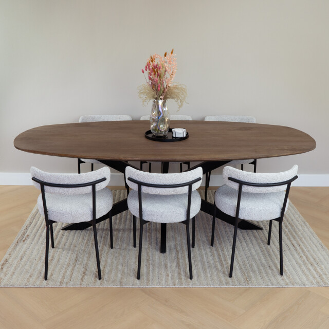 QUVIO Eettafel sofia – deens ovaal – 220x110 cm – kruispoot – 3181645 large