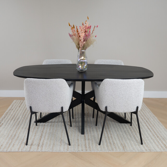 QUVIO Eettafel sofia deens ovaal 180x90 cm kruispoot - 3181646 large