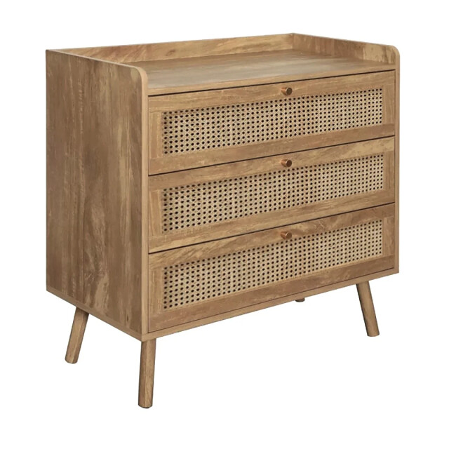 CaliCosy Ladekast met 3 lades en fronten van natuurlijk rotan l80 cm palmo 3067174 large