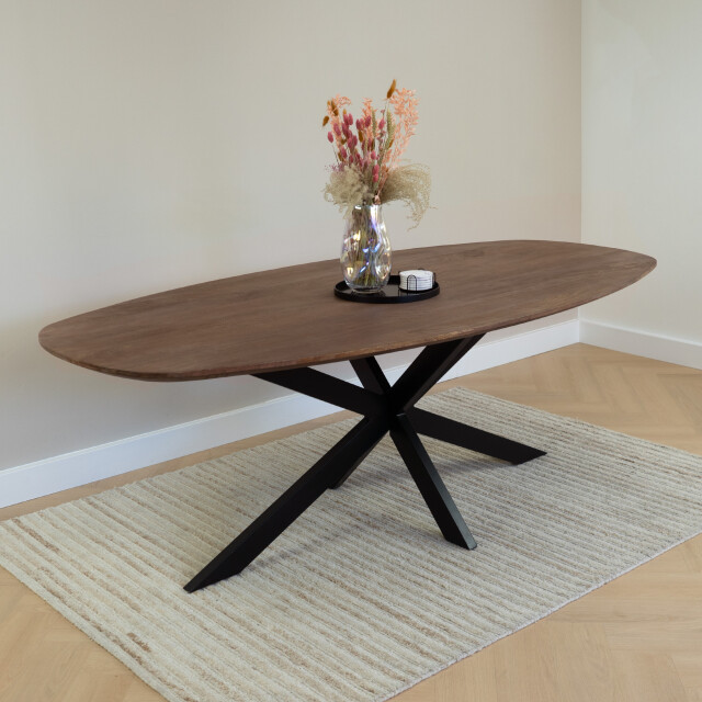 QUVIO Eettafel sofia – deens ovaal – 220x110 cm – kruispoot – 3181645 large