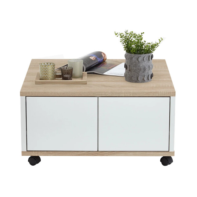 CaliCosy Salontafel op wielen 2 laden 2 vakken l70 cm twin 2936985 large