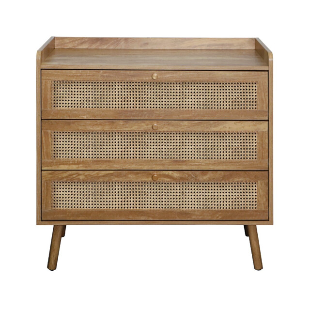 CaliCosy Ladekast met 3 lades en fronten van natuurlijk rotan l80 cm palmo 3067174 large