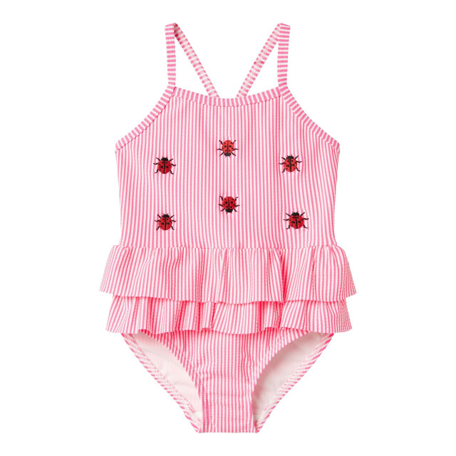 Name It Meisjes badpak nmfzammer gestreept lieveheersbeestjes print roze 13239671-Knockout Pink large