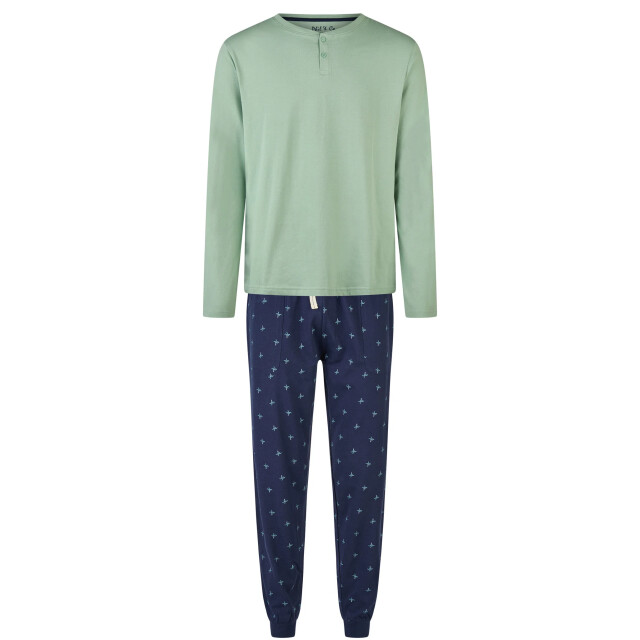Phil & Co Heren pyjama set lang groen/blauw PH-507-02 large