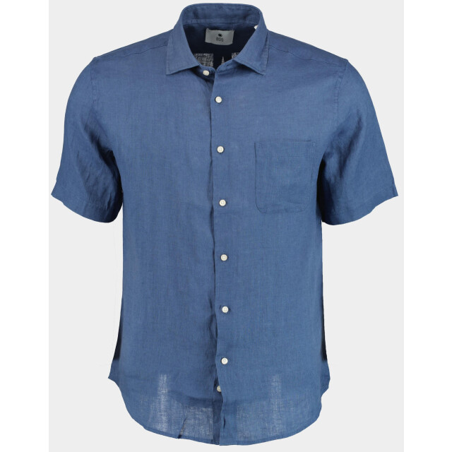 Bos Bright Blue Casual hemd korte mouw linnen shirt km 42570011j/235 ultramarine 190992 large