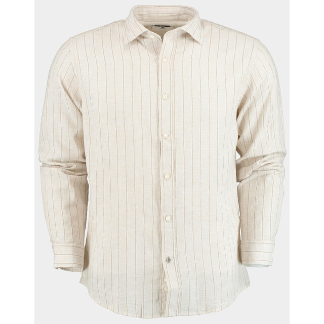 Bos Bright Blue Casual hemd lange mouw linnen shirt lm streep 42540016d/ts467b sand/white/coloniale 190995 large