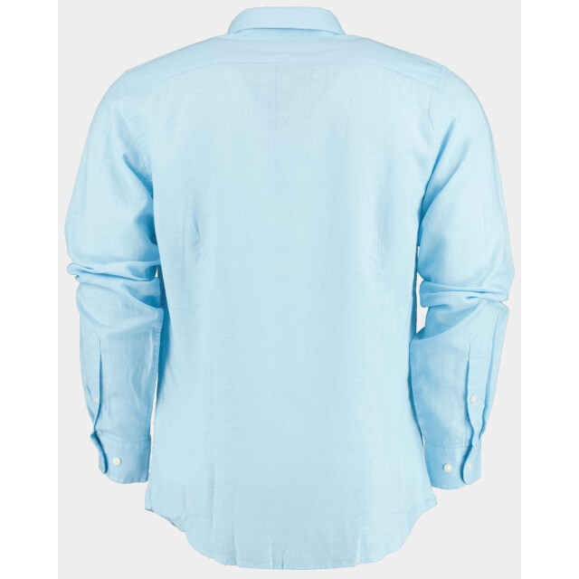 Bos Bright Blue Casual hemd lange mouw linnen katoen shirt lm 42540015i/240 sky 190987 large