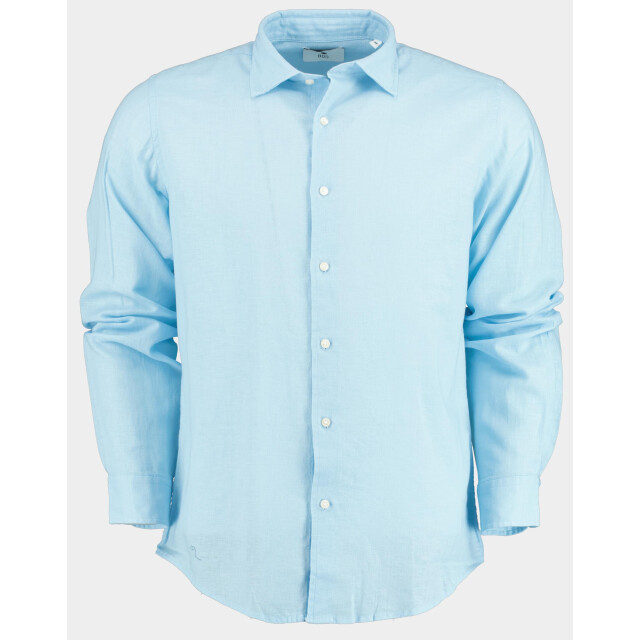 Bos Bright Blue Casual hemd lange mouw linnen katoen shirt lm 42540015i/240 sky 190987 large