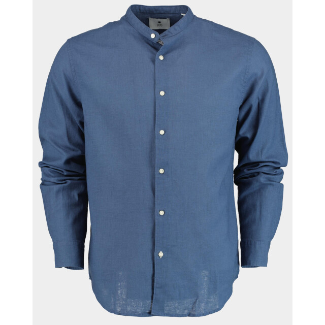 Bos Bright Blue Casual hemd lange mouw linnen shirt lm 42540006b/235 ultramarine 190994 large