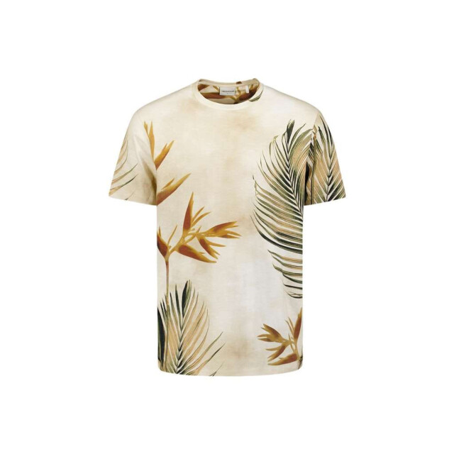 No Excess T-shirt crewneck allover printed sl sand 28350416-015 large