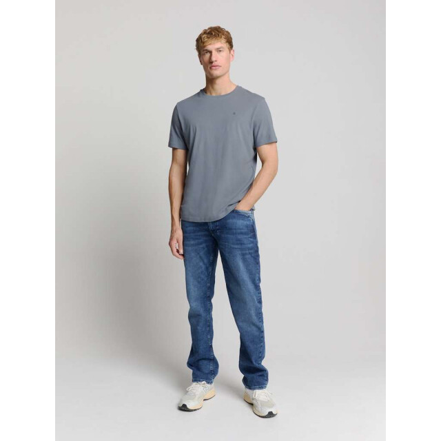 No Excess T-shirt crewneck solid basic washed blue 28340401-137 large
