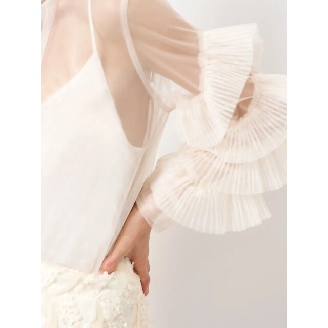 Dante 6 D6 piers tulle ruffled shirt D6 Piers Tulle Ruffled Shirt/1175 Butter Cream large