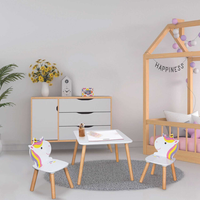 Home Deco Factory Unicorn kindertafel set met stoeltjes tekentafel kinderen 3182668 large