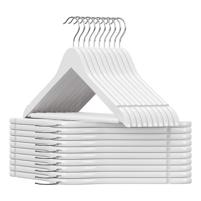 CaliCosy Set van 20 witte houten kledinghangers met draaibare haken 2929378 large