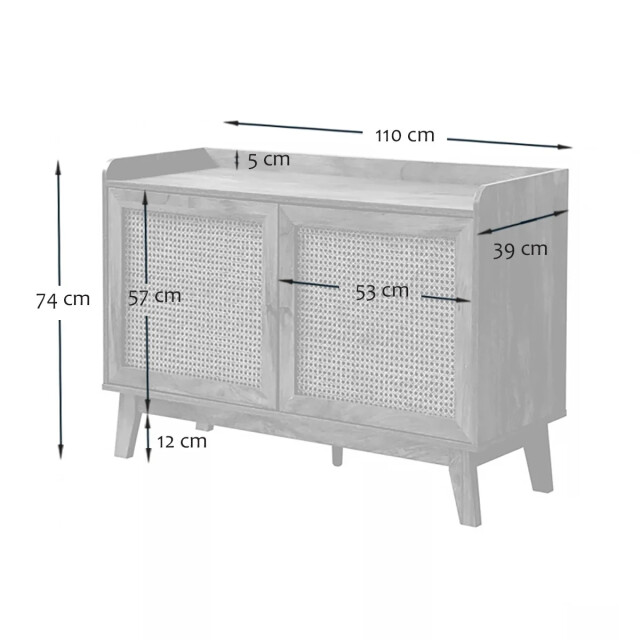 CaliCosy Buffetkast 2 deuren in rotanvlechtwerk l110 cm palmo 2948211 large