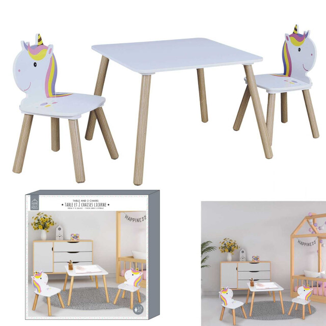 Home Deco Factory Unicorn kindertafel set met stoeltjes tekentafel kinderen 3182668 large
