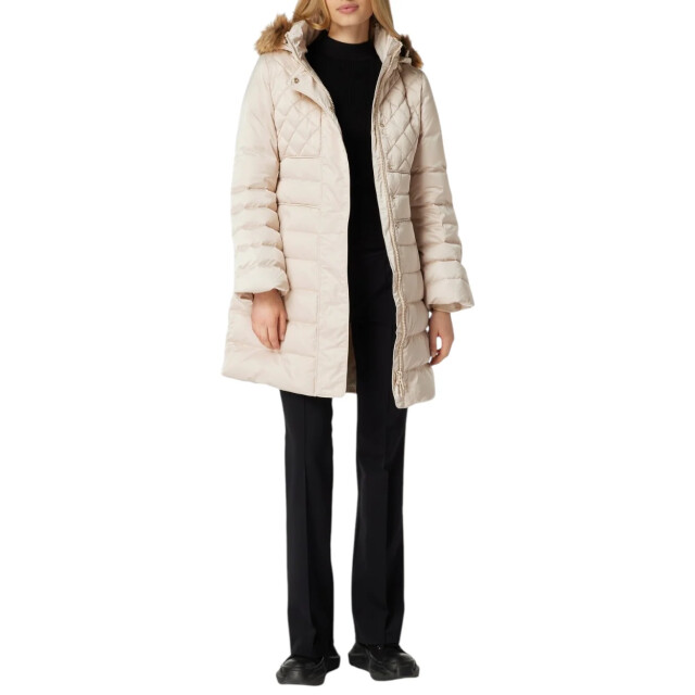 Guess Lollie lange donsjas met imitatiebont Guess Beige Lollie Lange donsjas met imitatiebont large