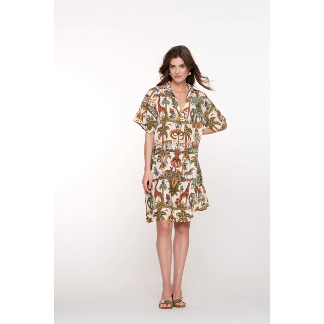 Geisha 57395-70 530 dress animal jungle green/off-white/brown 57395-70 530 large