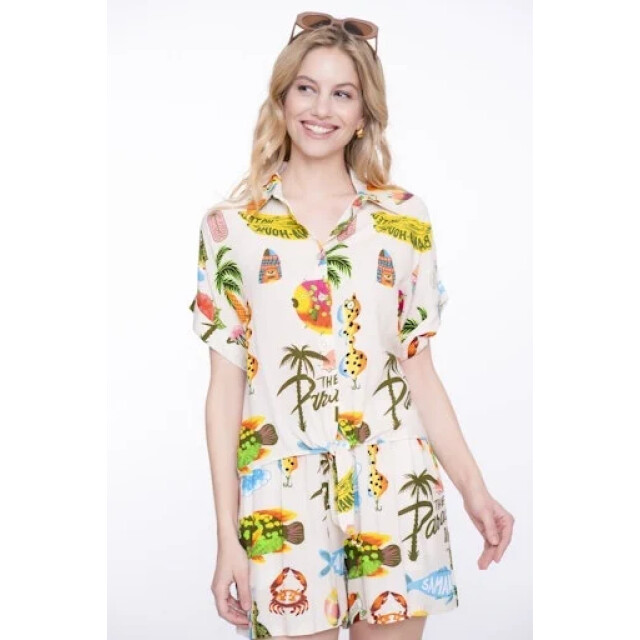 Geisha 53371-70 721 blouse aop light sand/blue/green 53371-70 721 large