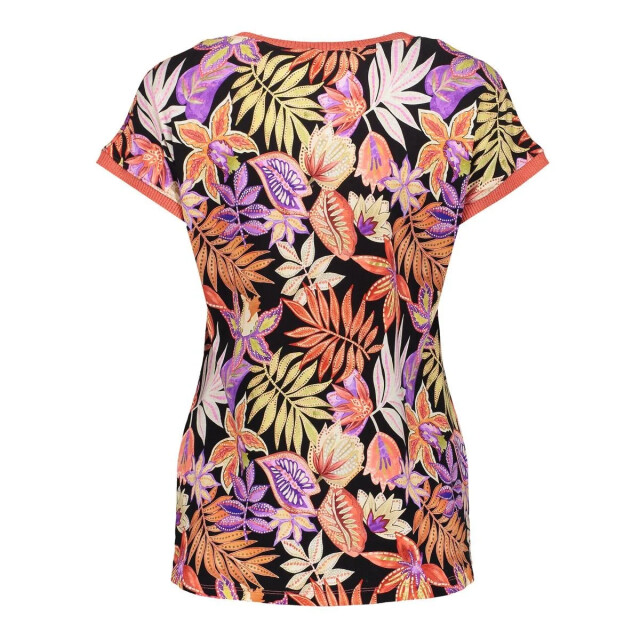 Geisha 52135-60 sarah 220 t-shirt fancy rib aop pr.01-25-1 coral/purple 52135-60 SARAH 220 large
