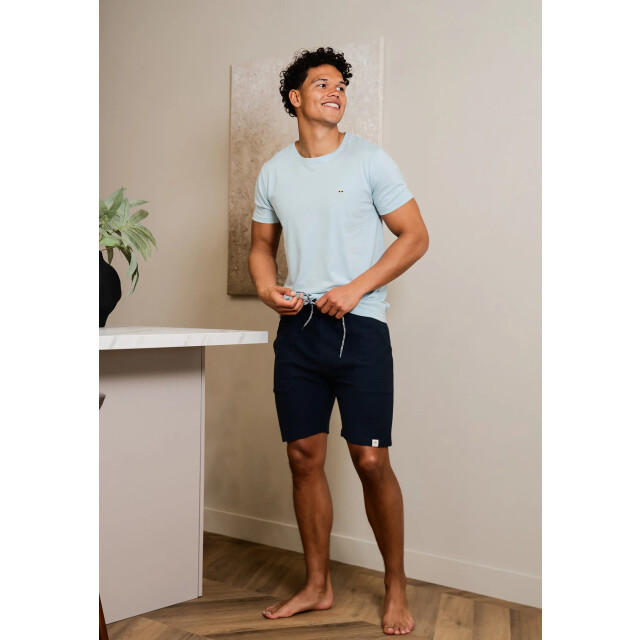 Phil & Co Heren korte pyjama lounge set shortama lichtblauw/donkerblauw PH-514-02 large