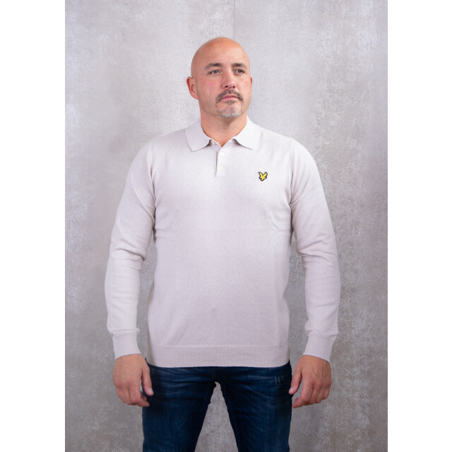 Lyle and Scott Cotton merino long sleeve knitted polo 111.81.0007 large