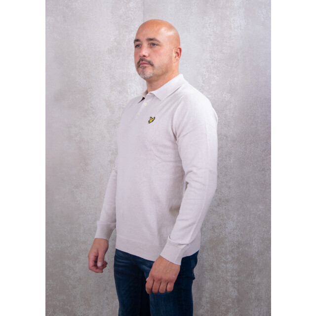 Lyle and Scott Cotton merino long sleeve knitted polo 111.81.0007 large