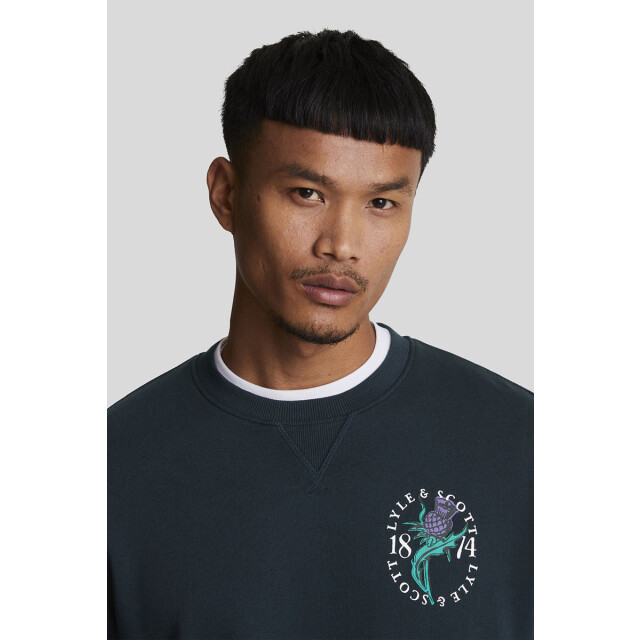 Lyle and Scott Thistle flora printed crew neck sweatshirt 130.30.0472 large