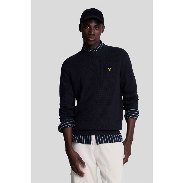 Lyle and Scott Grid knit crew neck jumper 135.30.0017 large