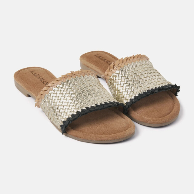 Lazamani 33.486 slippers dames 33.486-Zwart/Goud large