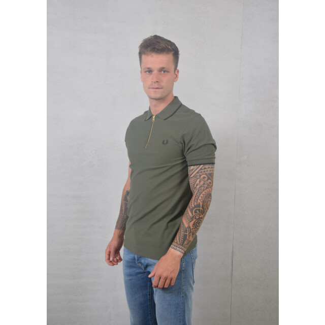 Fred Perry Crepe pique zip neck polo shirt 110.40.0232 large
