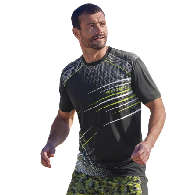 Atlas For Men Heren bedrukt actief t-shirt (pak van 3) UTAF1039_greyblackgreen large