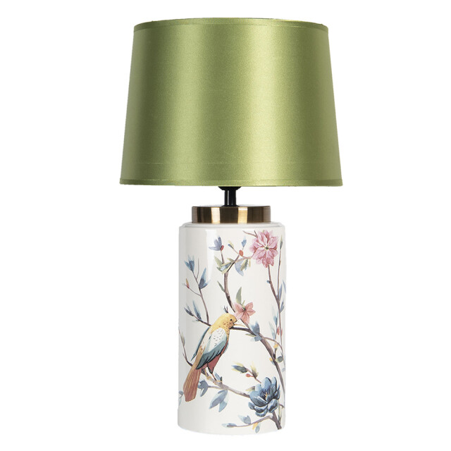 Clayre & Eef Tafellamp Ø 28x50 cm e27/max 1x60w keramiek rond vogels 1095885 large