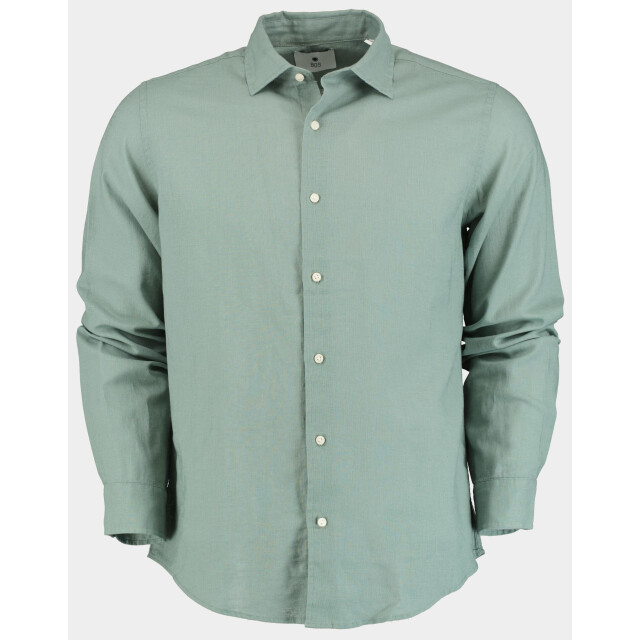 Bos Bright Blue Casual hemd lange mouw linnen katoen shirt lm 42540015i/318 olive 190988 large
