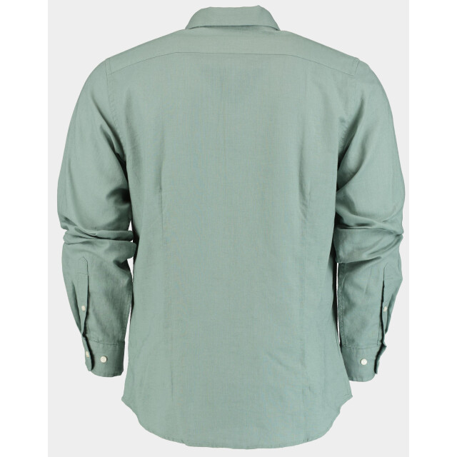 Bos Bright Blue Casual hemd lange mouw linnen katoen shirt lm 42540015i/318 olive 190988 large
