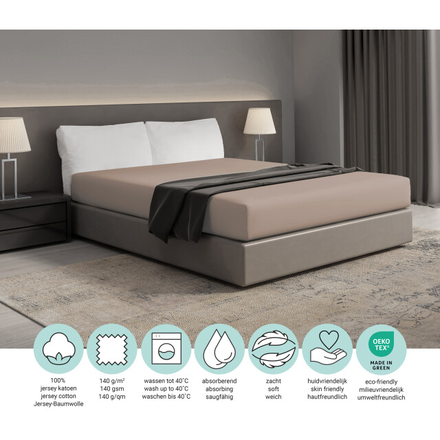 DoubleDry Hoeslaken jersey 100% katoen tweepersoons 160x200 cm zacht & 3173864 large