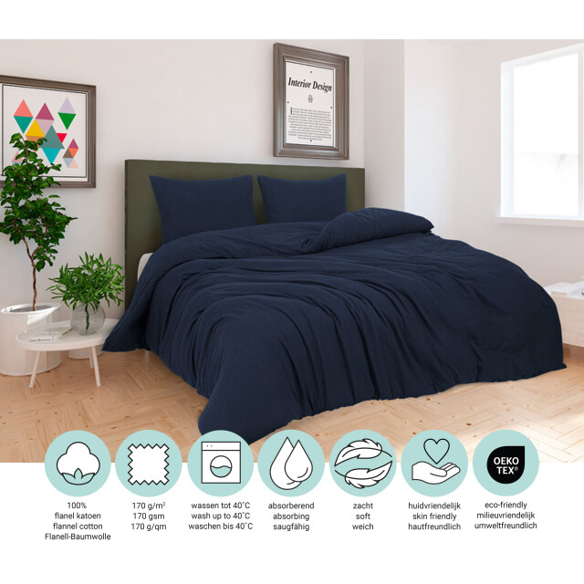 DoubleDry Dekbedovertrek flanel 100% zacht katoen lits jumeaux 240x200/220 cm 3056925 large