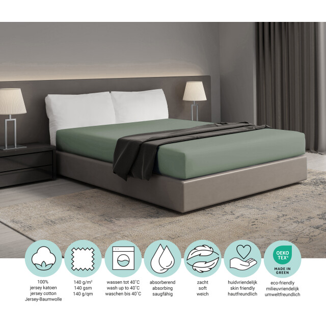 DoubleDry Jersey hoeslaken 180x200 cm 100% katoen zacht & huidvriendelijk - 2927411 large