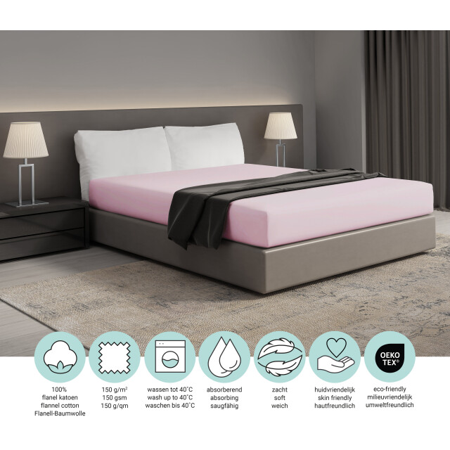 DoubleDry Hoeslaken flanel 100% zacht katoen tweepersoons 140x200 cm rondom 2827029 large