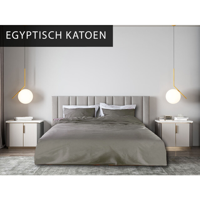 DoubleDry Luxe dekbedovertrek egyptisch percal katoen 140x200/220 truffel bruin 2825849 large