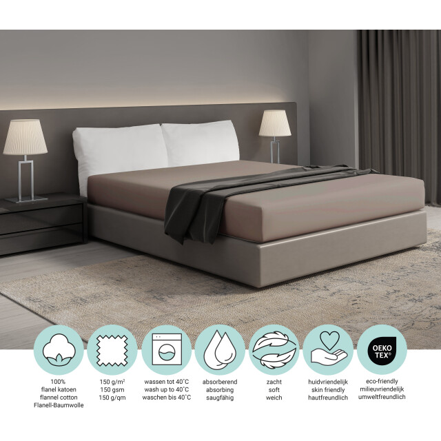 DoubleDry Hoeslaken flanel 100% zacht katoen tweepersoons 140x200 cm rondom 2827033 large